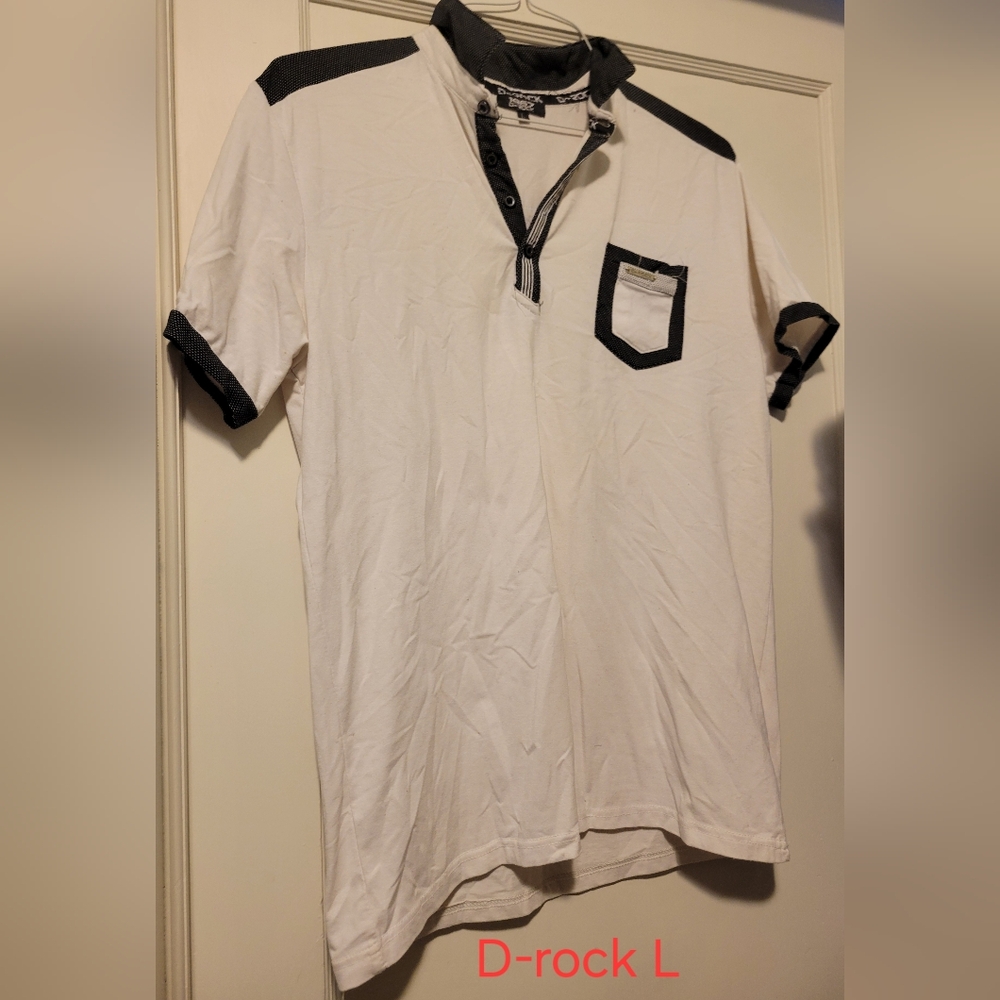 White Polo with Black Trim and Pocket Detail